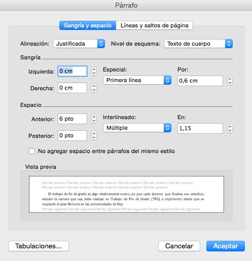 Formato de parrafo para tesis