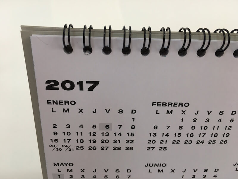 calendario de la imprenta CG