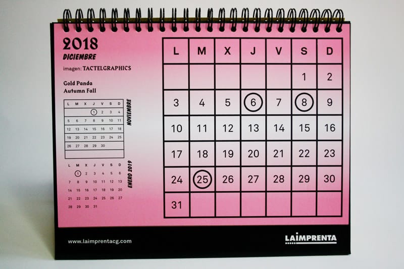 diciembre calendario tactel