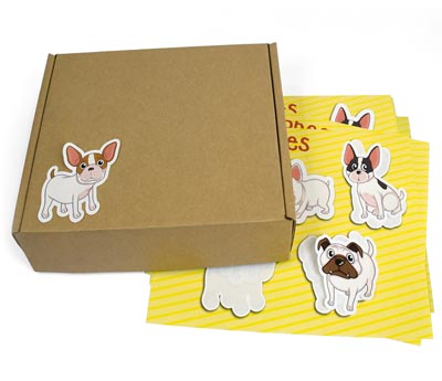 Stickers pergados en cajas