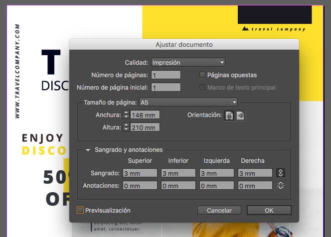 ajustar documento indesign para que tenga sangrado