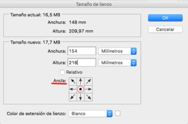 ampliar lienzo en photoshop para añadir sangrado