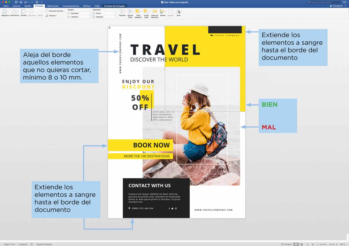 como crear sangrados en word infografia