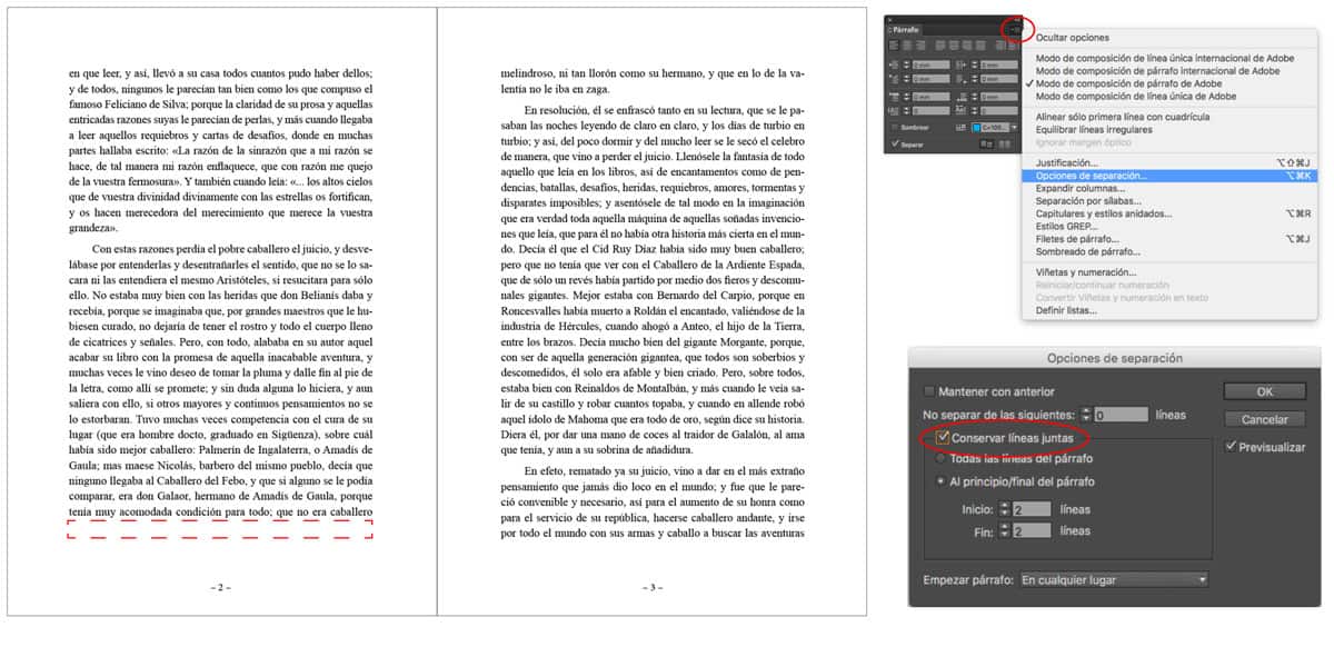 como arreglar líneas viudas en indesign automaticamente