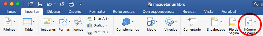como insertar el número de página en word