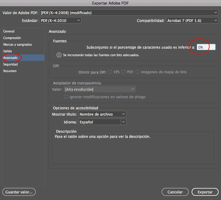 Crear-PDF-Indesign-7-incrustar-fuentes Crear PDF desde Indesign paso 6 Avanzado - Incrustar fuentes